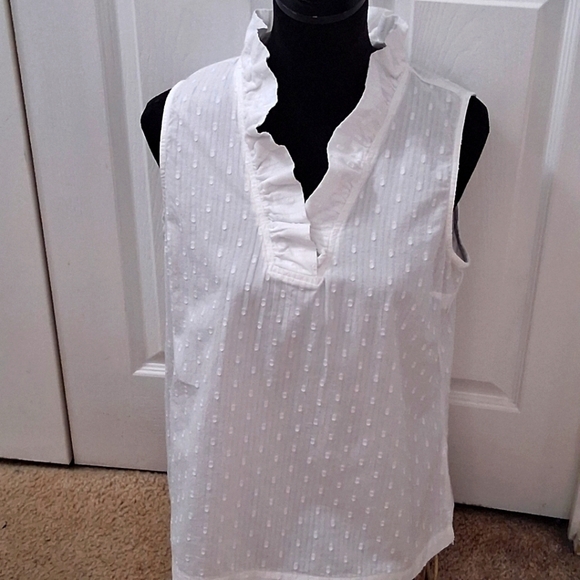 Crown & Ivy Swiss Dot Sleeveless Blouse     Size L - Picture 2 of 14